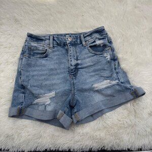 American Eagle Curvy Mom Shorts Size 0 Distressed Denim Cuffed Hem